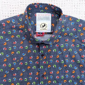A Fish Named Fred Shirt Men's Button Up Long Sleeve Stretch Helmets Size M
